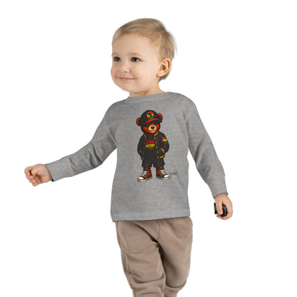 Cool Teddy Bear Toddler Long Sleeve Tee — Urban Streetwear Kids Shirt