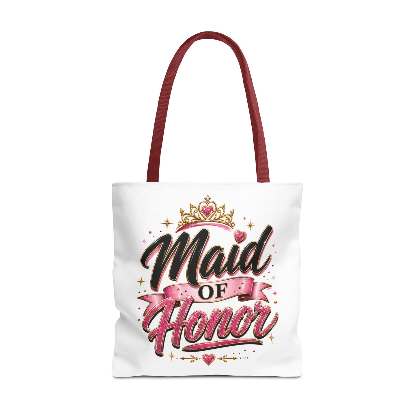 Maid of Honor Tote Bag — Pink Crown Bridal Party Tote for Weddings & Bachelorette