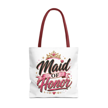 Maid of Honor Tote Bag — Pink Crown Bridal Party Tote for Weddings & Bachelorette