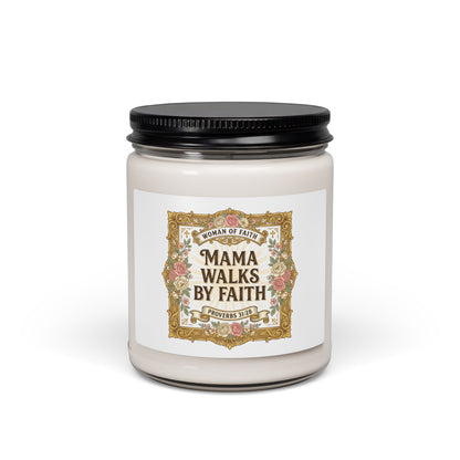 Mama Walks By Faith Candle | minimalist mom life, cool mom streetwear