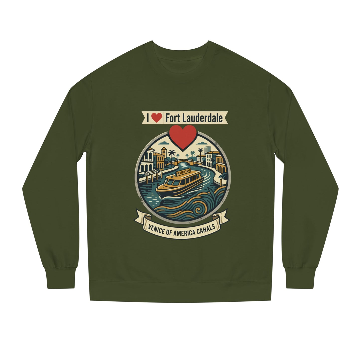 I  Fort Lauderdale Crewneck Sweatshirt — Venice of America Canals Graphic