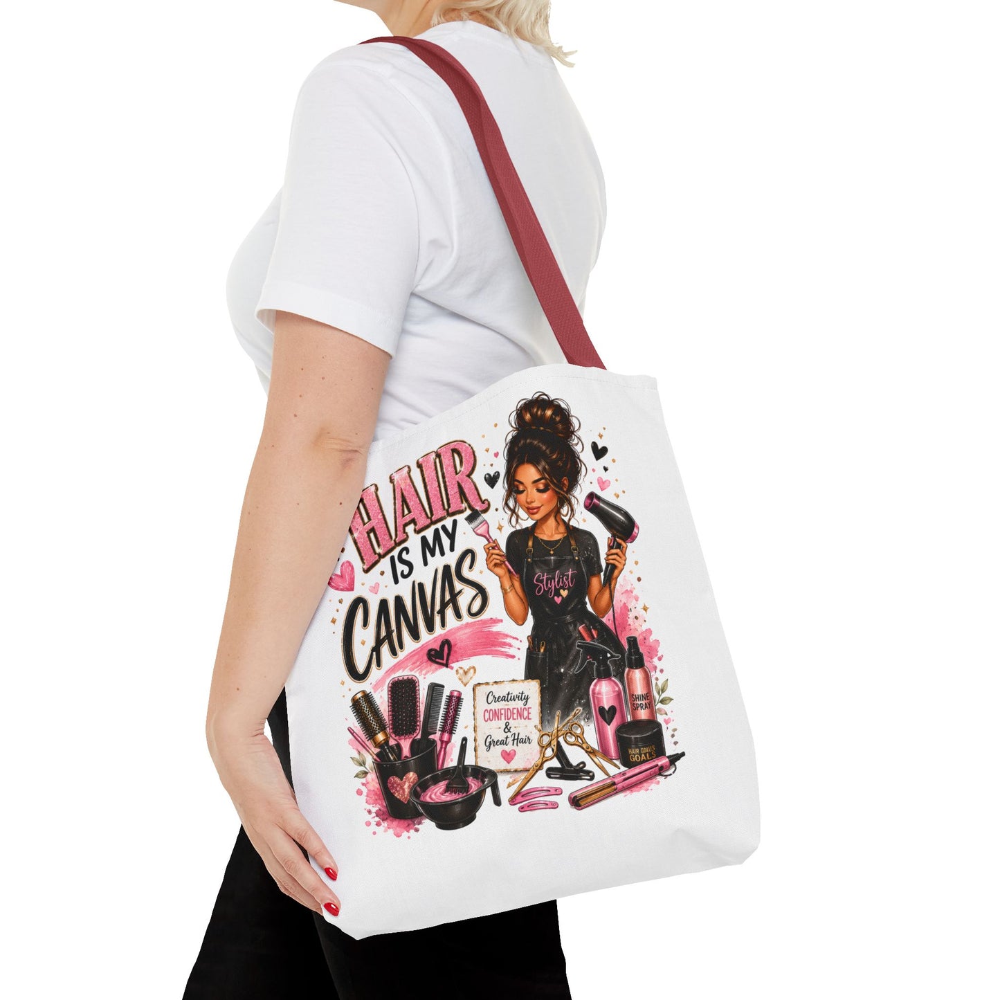 Hair Is My Canvas Tote Bag — Stylist Makeup Artist Cosmetic Accessories Tote