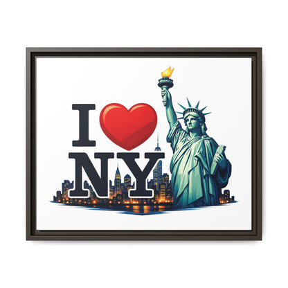 I Love NY Statue of Liberty Matte Framed Canvas