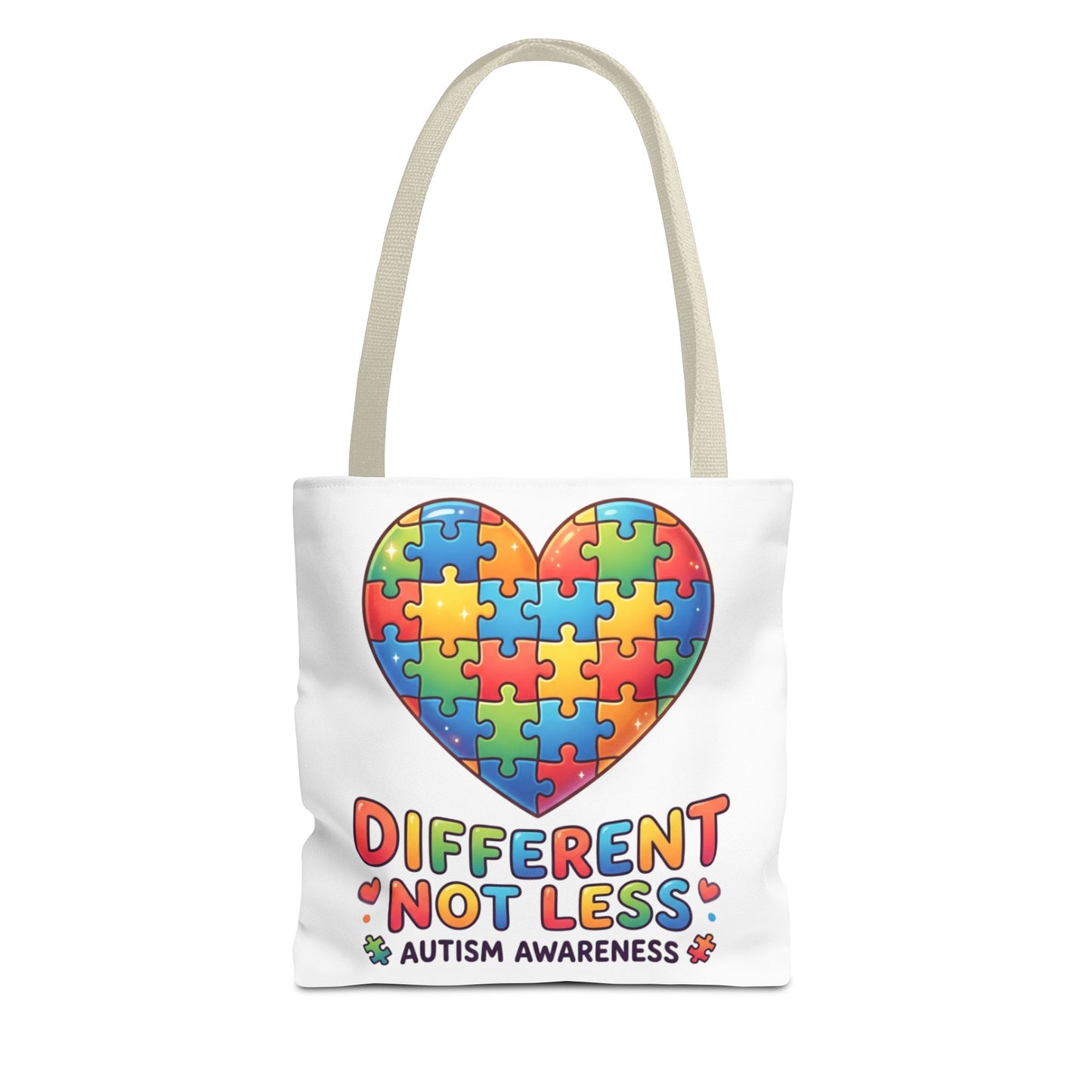 Autism Awareness Tote Bag — "Different Not Less" Puzzle Heart