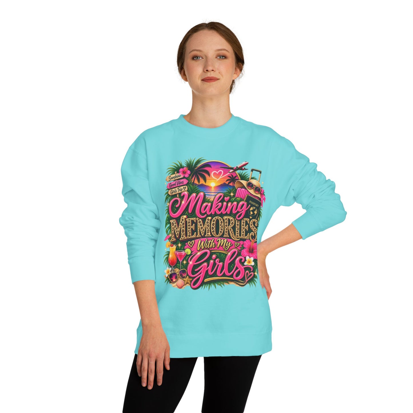 Making Memories With My Girls Crewneck Sweatshirt — Tropical Girls Trip Pullover