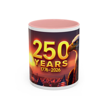 250 Years 1776–2026 Eagle Coffee Mug — Patriotic Anniversary 250th USA Celebration