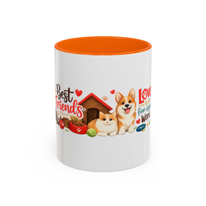 Dog Lover Accent Coffee Mug — “Love is a Four-Legged Word” Ceramic Gift