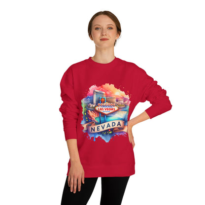 Nevada Las Vegas Watercolor Sweatshirt — Colorful Travel Souvenir Crewneck