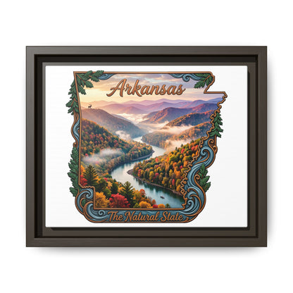 Arkansas Scenic State Map Canvas — "The Natural State" Framed Wall Art