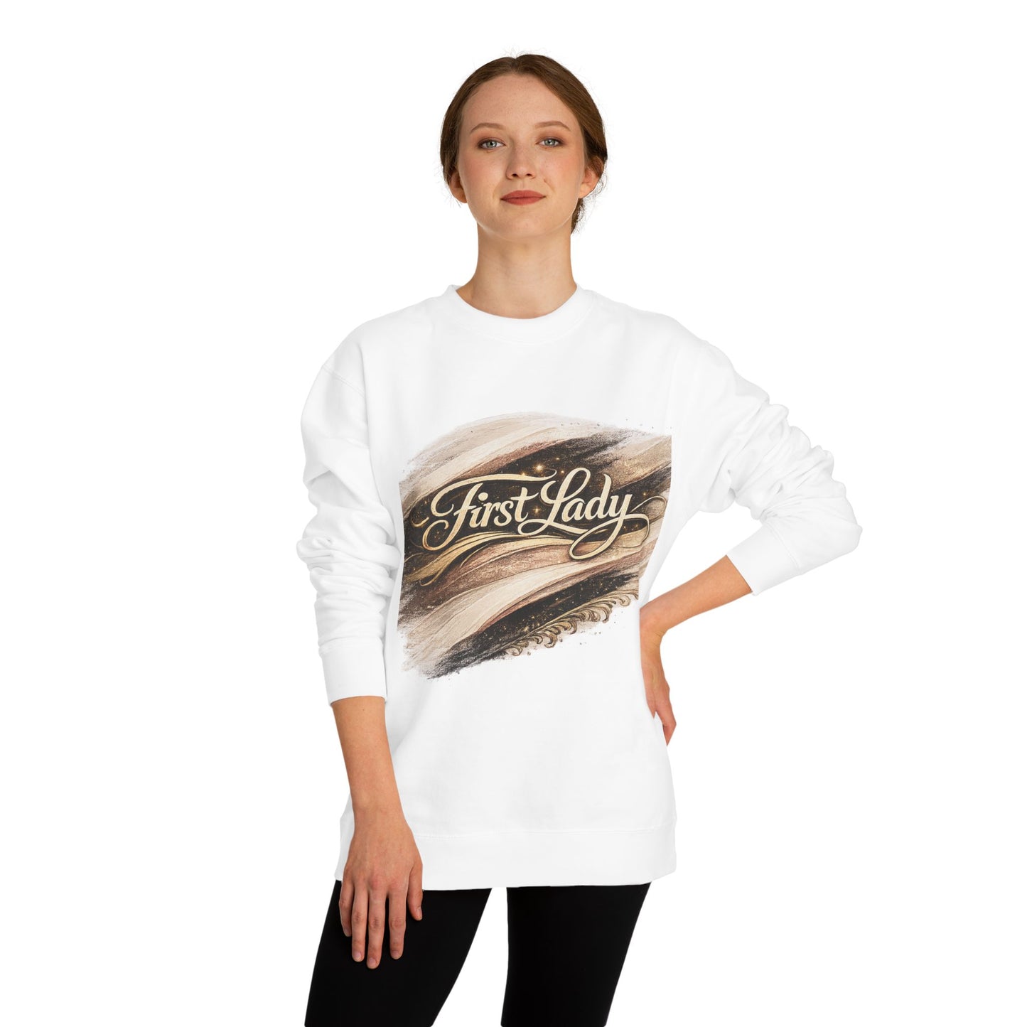 First Lady Crewneck Sweatshirt — Elegant Brushstroke Script Design