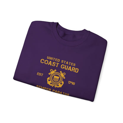 Coast Guard Crest Crewneck Sweatshirt — "Semper Paratus" Military Pullover