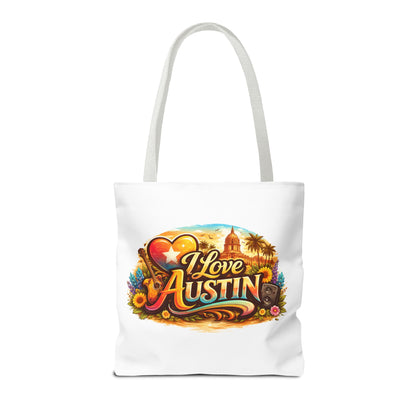 I Love Austin Tote Bag — Retro Cityscape Cotton Shopper