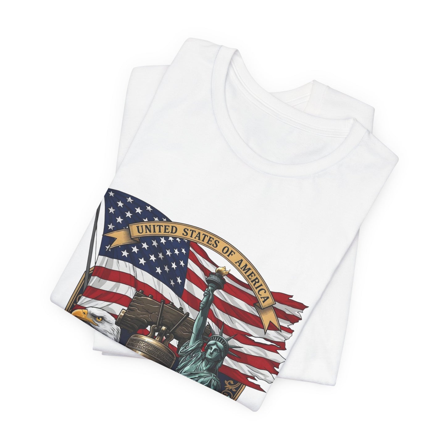 Liberty 250th Anniversary T-Shirt — American Flag, Liberty Bell & Statue of Liberty Tee