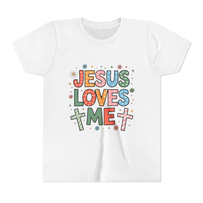 Youth Tee — "Jesus Loves Me" Colorful Christian Kids T-Shirt