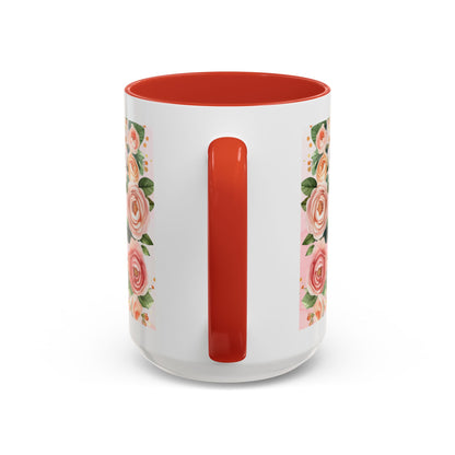 Mom Floral Accent Coffee Mug – Pink Rose Mother's Day Gift (11/15 oz)