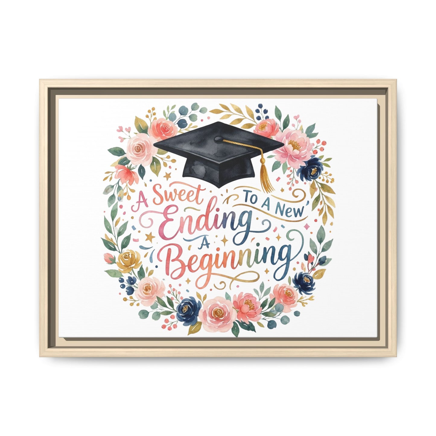 Graduation Canvas Print – “A Sweet Ending to a New Beginning” Framed Wall Art