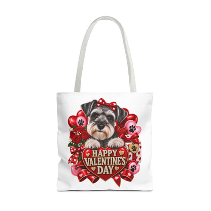Valentine's Day Dog Tote Bag — Happy Valentine's Day Schnauzer Heart Design