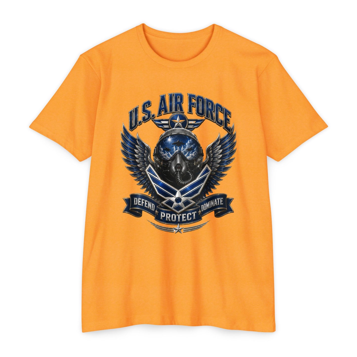 U.S. Air Force Skull Wings T-Shirt — Defend Protect Dominate Military Tee