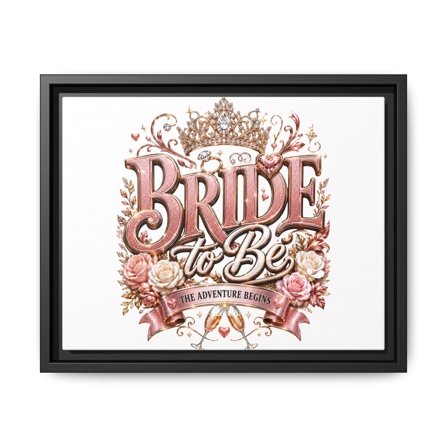 Bride to Be Framed Canvas - 'The Adventure Begins' Bridal Wall Art