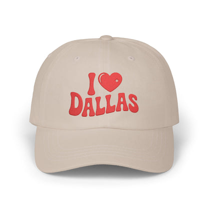 I  Dallas Dad Cap — Embroidered White Baseball Hat, Texas Souvenir Gift