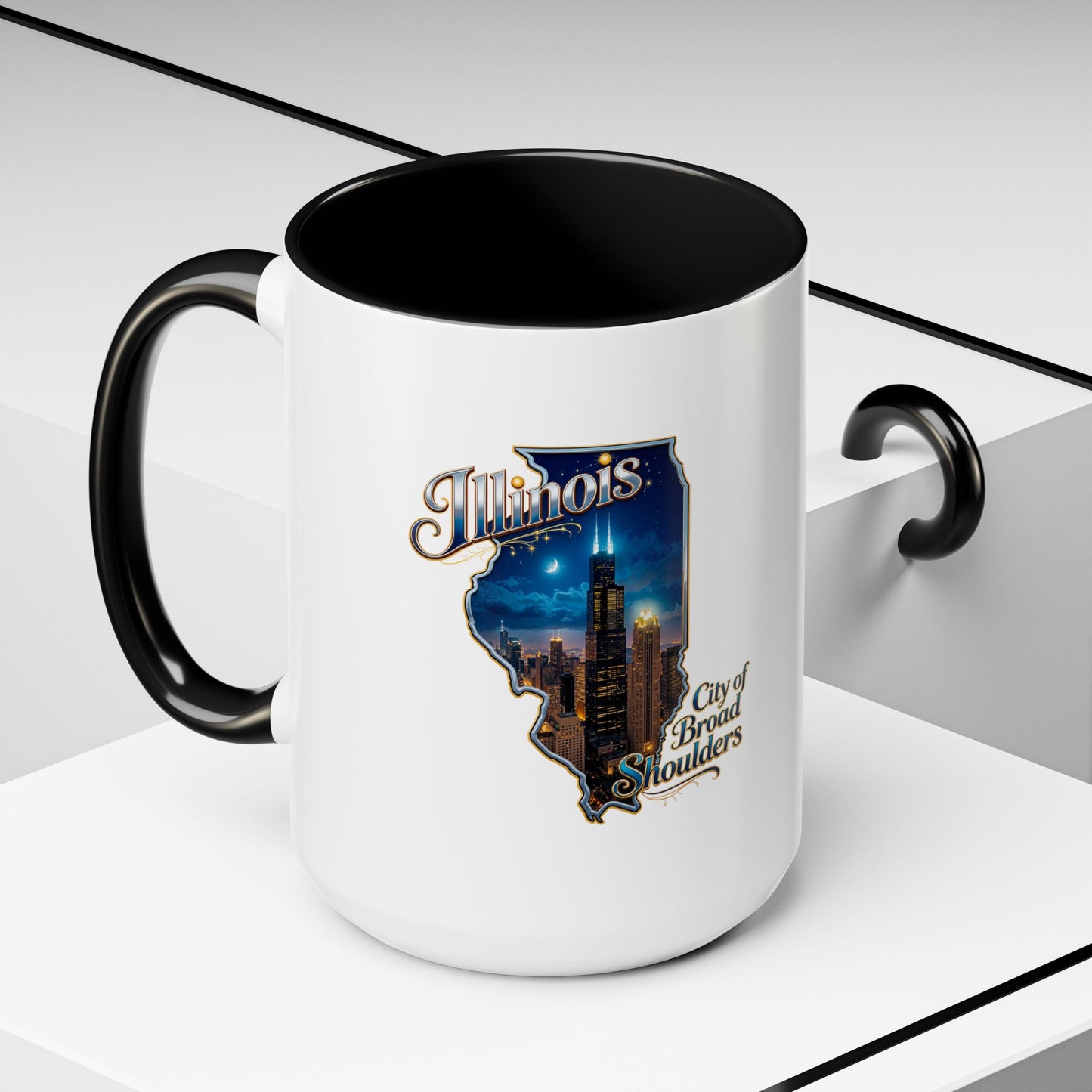 Illinois Skyline Accent Coffee Mug – City of Broad Shoulders Chicago Design (11/15oz)