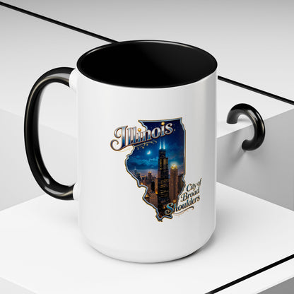 Illinois Skyline Accent Coffee Mug – City of Broad Shoulders Chicago Design (11/15oz)