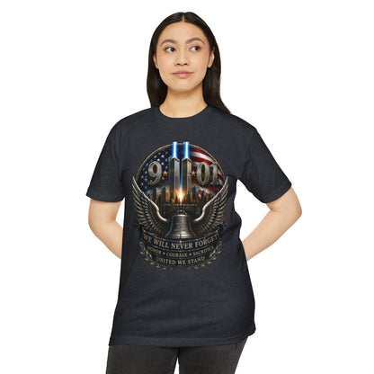9/11 Never Forget Memorial T-Shirt — Twin Towers Tribute Tee