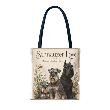 Schnauzer Love Tote Bag — Illustrated Dog Portraits, Miniature Standard Giant