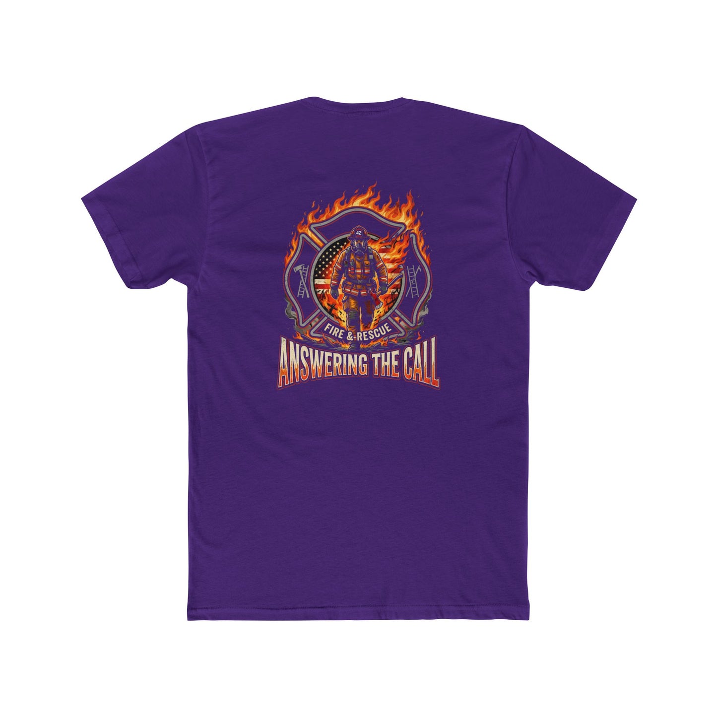 Firefighter T-Shirt - 'Answering the Call' Flame Rescue Crew Tee