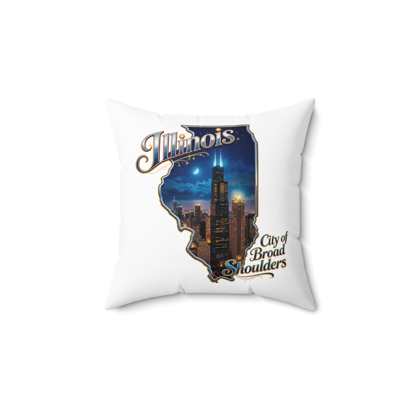 Illinois Skyline Decorative Pillow — "City of Broad Shoulders" State Shape Accent
