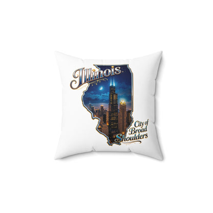 Illinois Skyline Decorative Pillow — "City of Broad Shoulders" State Shape Accent