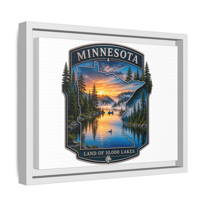 Minnesota Lakes Matte Canvas Print (Framed) — 'Land of 10,000 Lakes' Scenic Wall Art