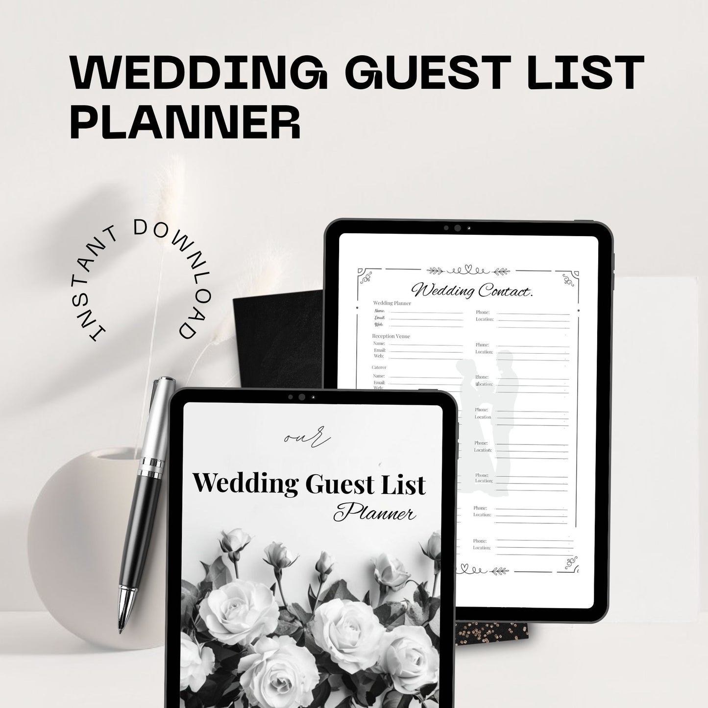Wedding Guest List Planner Printable | RSVP Tracker | Wedding Guest Organizer | Bridal Planning Sheet | Guest List Template
