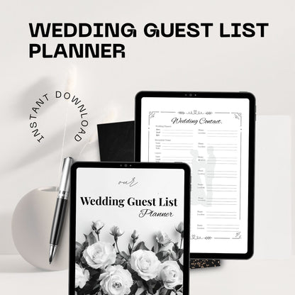 Wedding Guest List Planner Printable | RSVP Tracker | Wedding Guest Organizer | Bridal Planning Sheet | Guest List Template