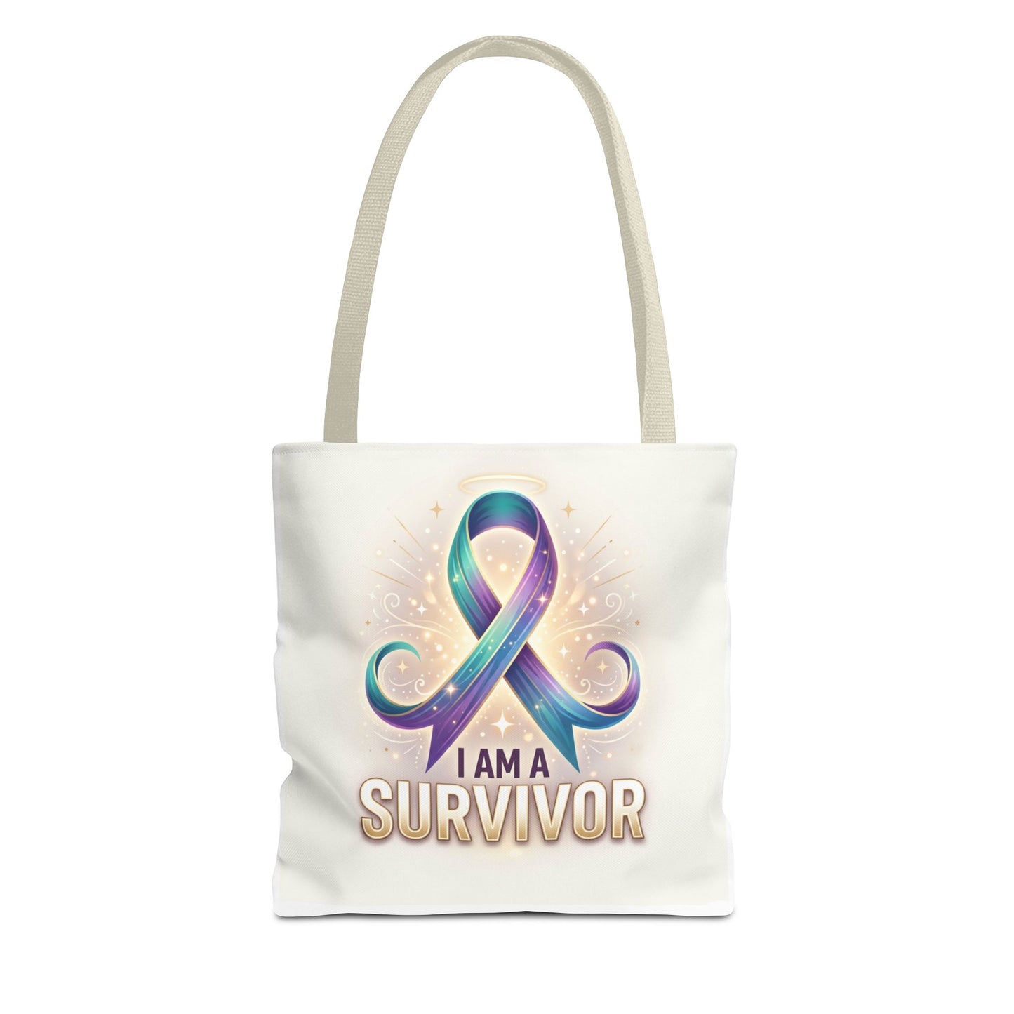 Survivor Ribbon Tote Bag - "I Am a Survivor" Awareness Reusable Shopper