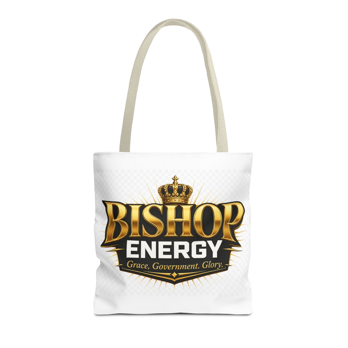 Bishop Energy Tote Bag — Gold Crown Logo Tote for Church Leaders & Faith Events
