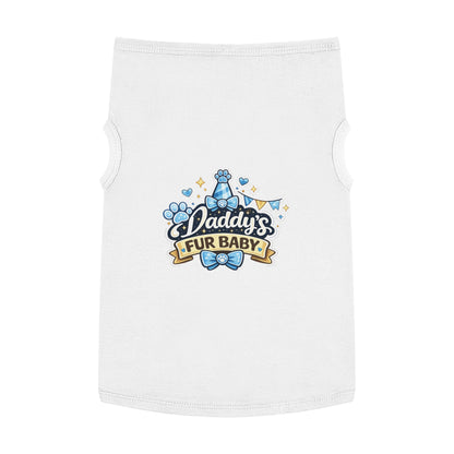 Pet Tank — "Daddy's Fur Baby" Blue Bow Paw Print Dog Tank Top