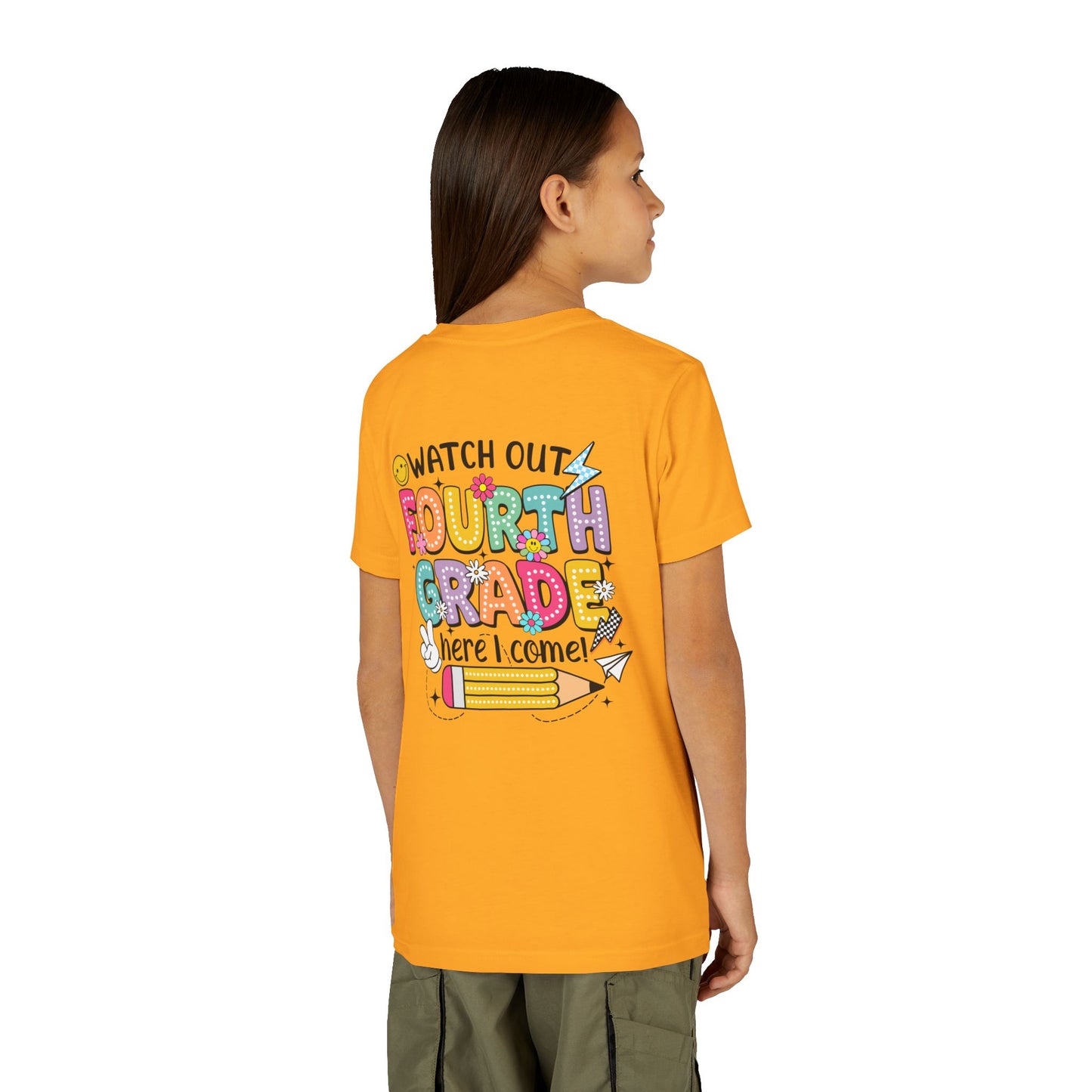 Watch Out Fourth Grade Here I Come Youth T‑Shirt — Back to School Kids Tee
