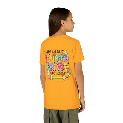 Watch Out Fourth Grade Here I Come Youth T‑Shirt — Back to School Kids Tee