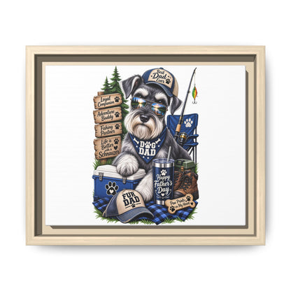 Dog Dad Schnauzer Father's Day Framed Canvas Wall Art — Fishing & Camping Pet Gift