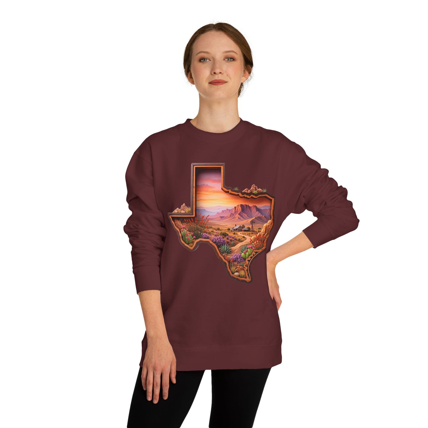 Texas Sunset Crewneck Sweatshirt — Scenic Lone Star State Landscape