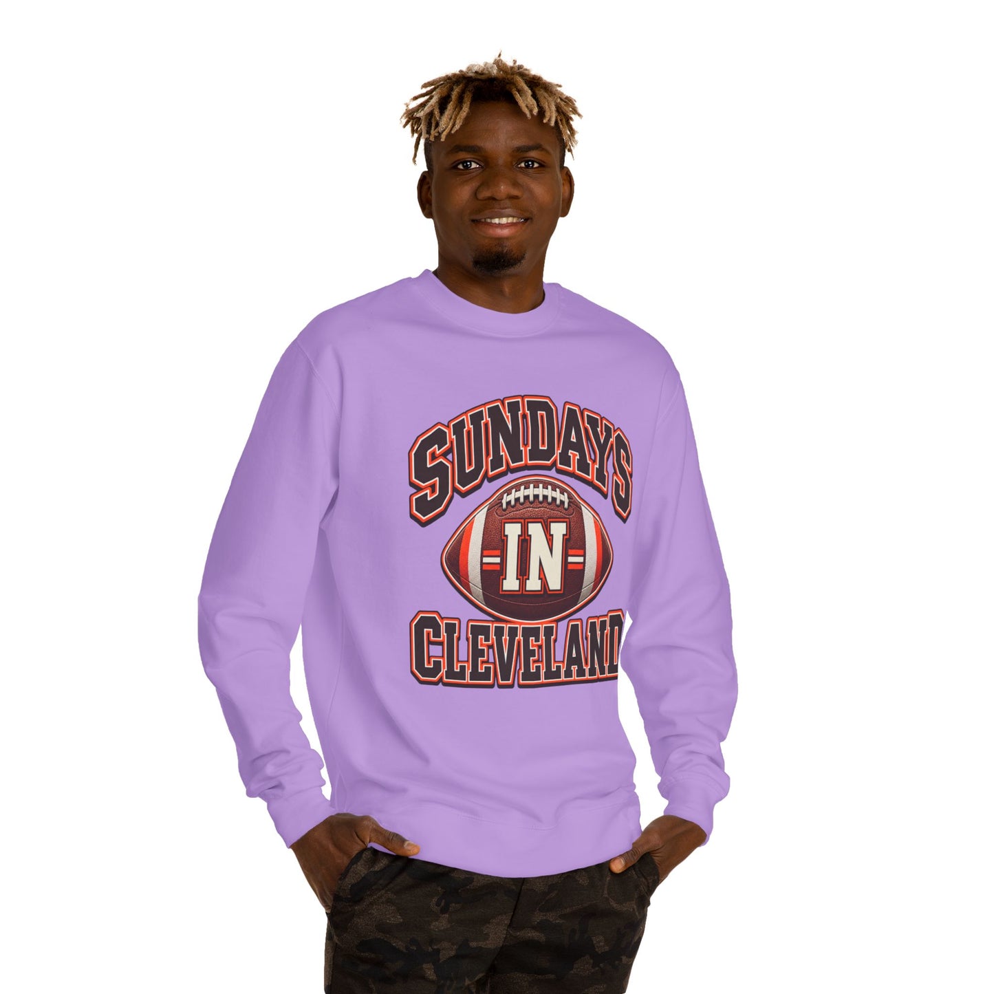 Sundays in Cleveland Football Crewneck Sweatshirt
