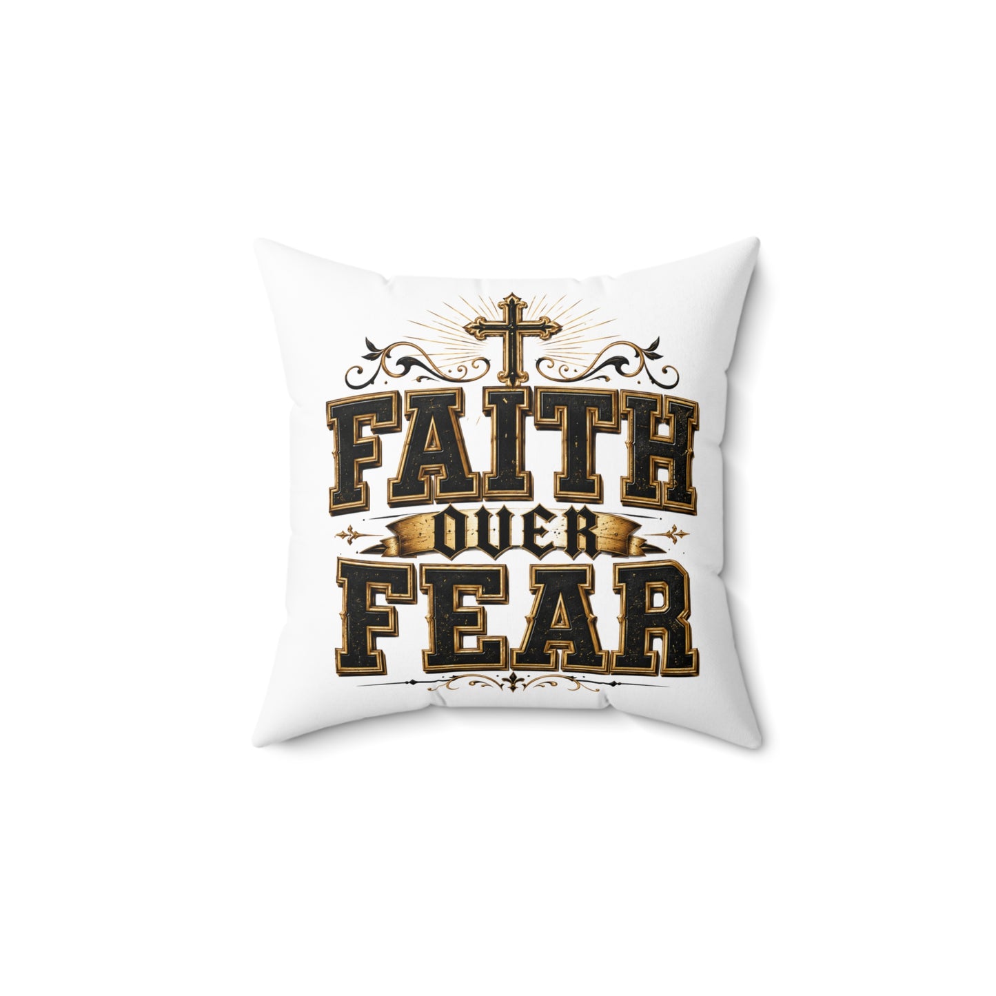 Faith Over Fear Decorative Pillow — Inspirational Christian Accent Cushion