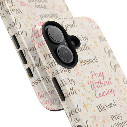 Pray Without Ceasing Phone Case | Christian floral iPhone Case