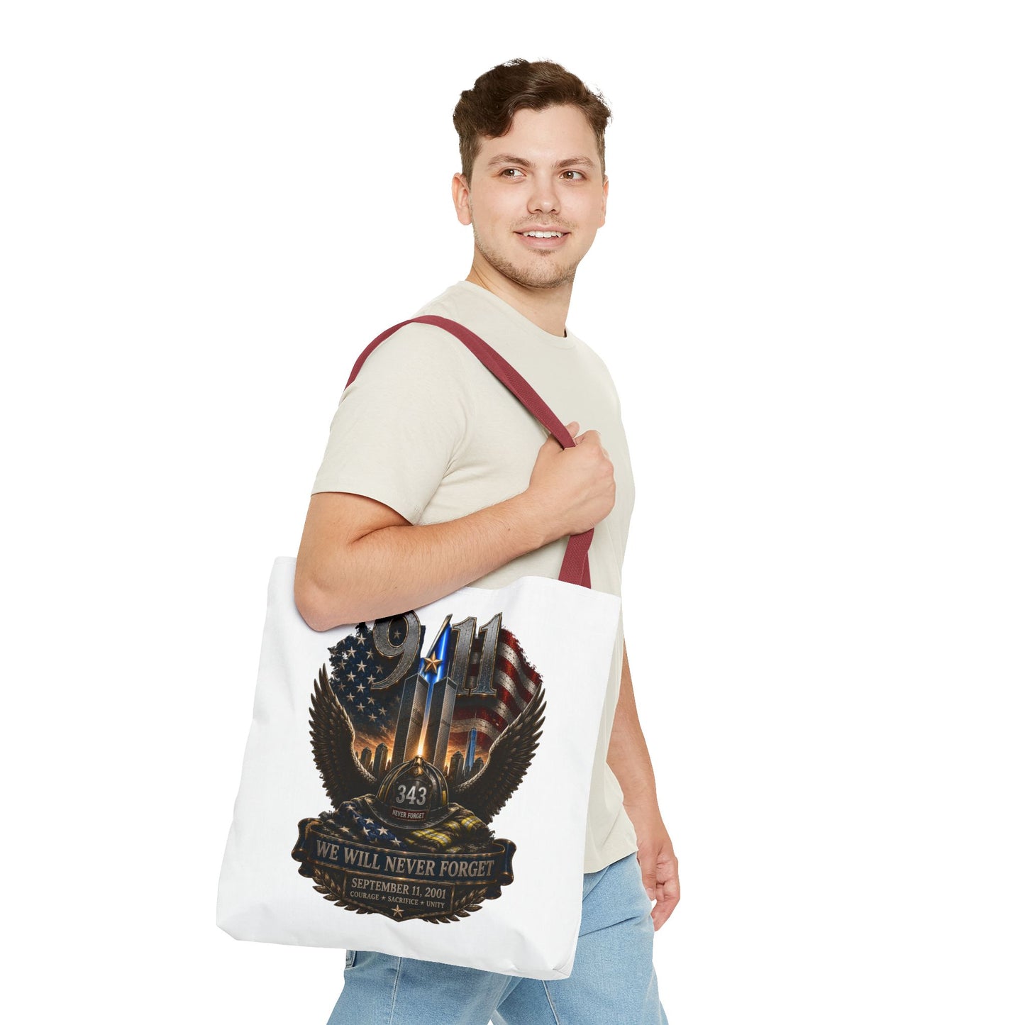 9/11 Memorial Tote Bag — "We Will Never Forget" Tribute Tote
