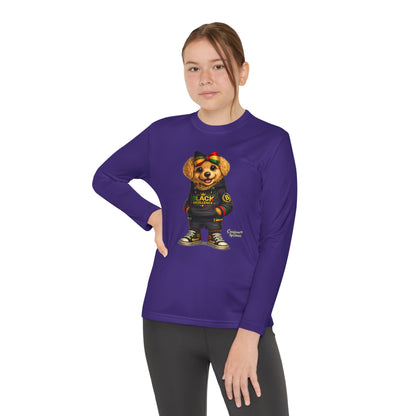 Youth Long Sleeve Tee — Trendy Bear Graphic "Black Excellence"