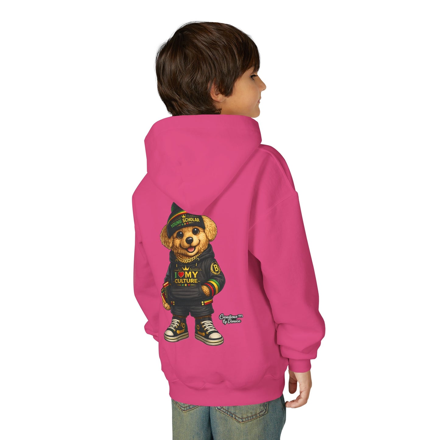 Kids Teddy Bear Hoodie — 'I Love My Culture' Streetwear Youth Sweatshirt