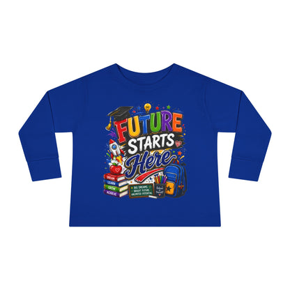 Toddler Long Sleeve Tee - "Future Starts Here" Back-to-School Shirt
