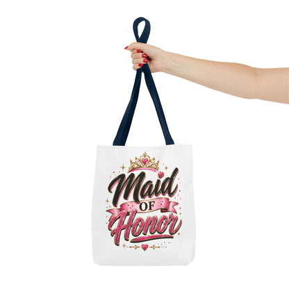 Maid of Honor Tote Bag — Pink Crown Bridal Party Tote for Weddings & Bachelorette