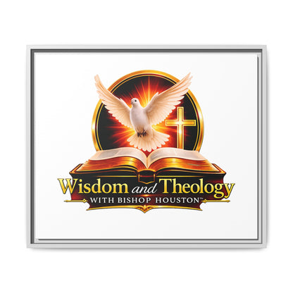 Framed Canvas Print — "Wisdom and Theology" Dove & Bible Wall Art